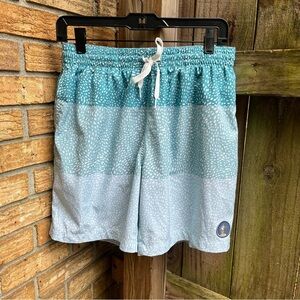 Chubbies Aqua and White Dotted Swim Trunks